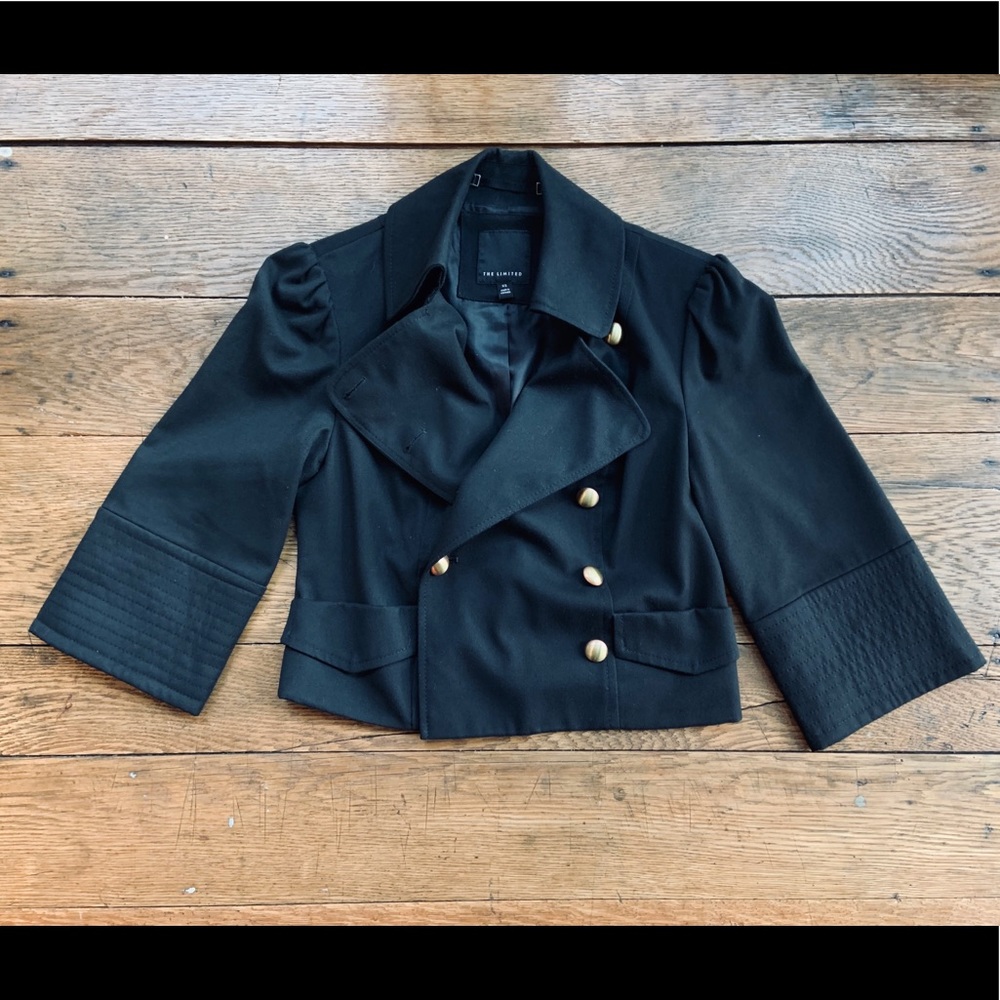 The Limited  3/4 sleeve gold button blazer
